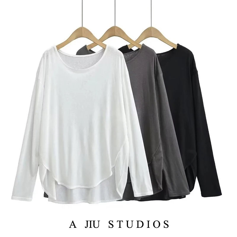 

Oversize Loose Women's T-irt Long Sve Thin Permeable Street Sle Summer Top Lazy Casual Loose Sunade Cover irt