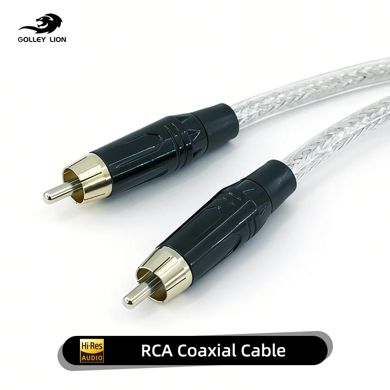 HiFi RCA Coaxial Audio Cable GOLLEY LION Hi-Res Gold-Plated Braided Anti-Interference for TV/Speakers