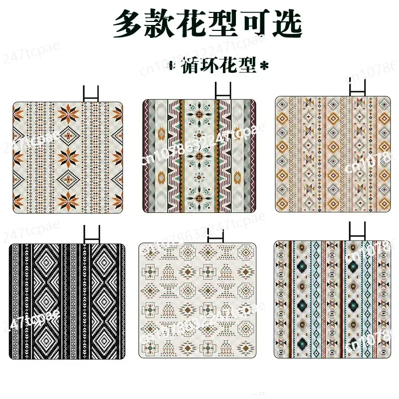Outdoor Camping Aluminum Film Bottom Super Thick Large Size 3*4 Meters Ultrasonic Family Wind Series Picnic Mat Waterproof Mat