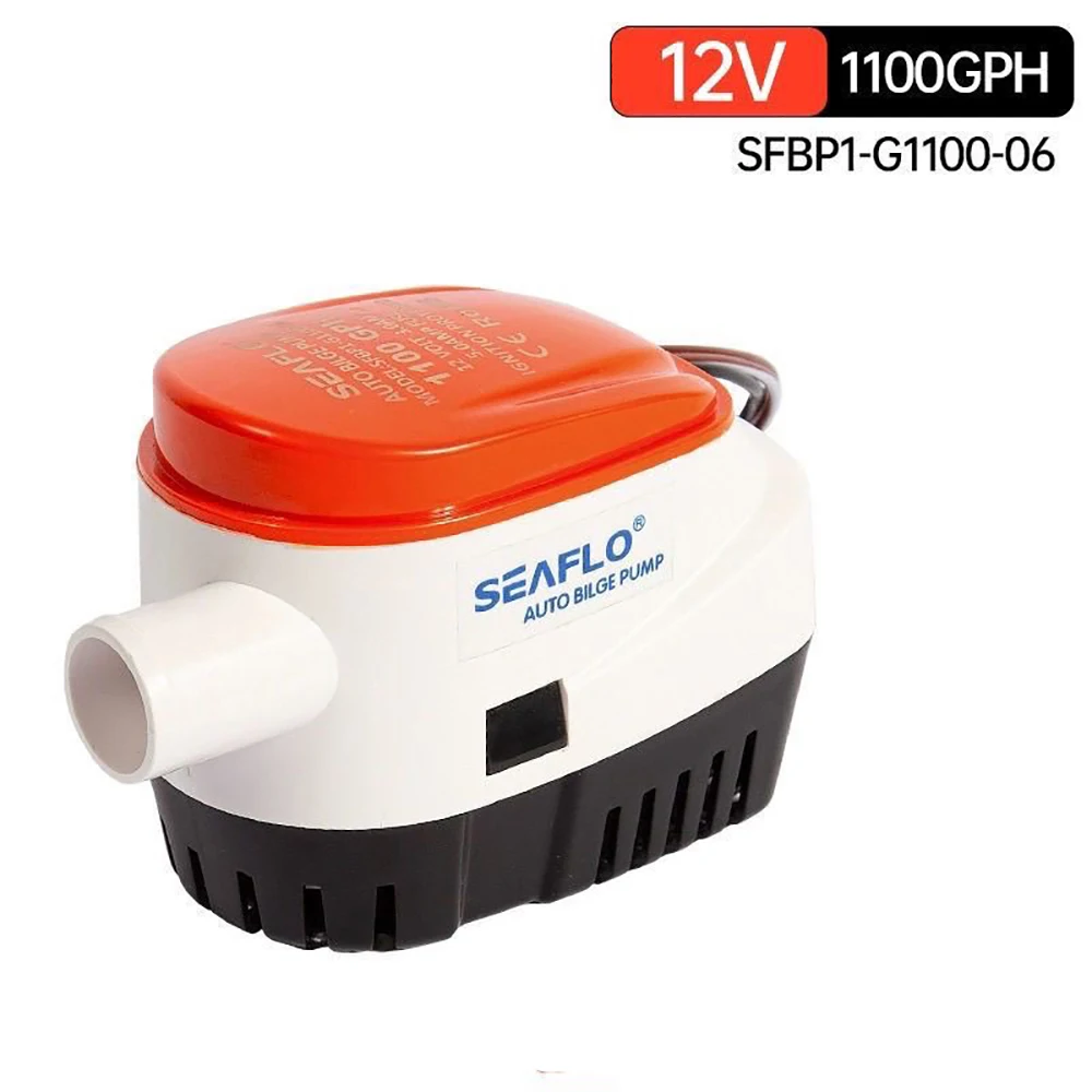 1100GPH12V Automatic Boat Bilge Pump with Float Switch - Heavy-Duty Marine Grade Submersible Water Pump, Compact Emergency Balla