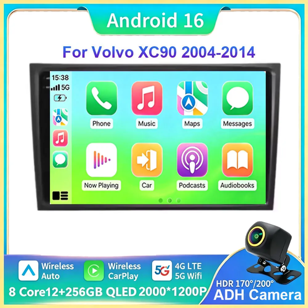 Android 16 für Volvo XC90 2004-2014 Autoradio Multimedia-Videoplayer Navigation Stereo GPS Octa Core 2 Din 360-Grad-Kamera 5G WLAN
