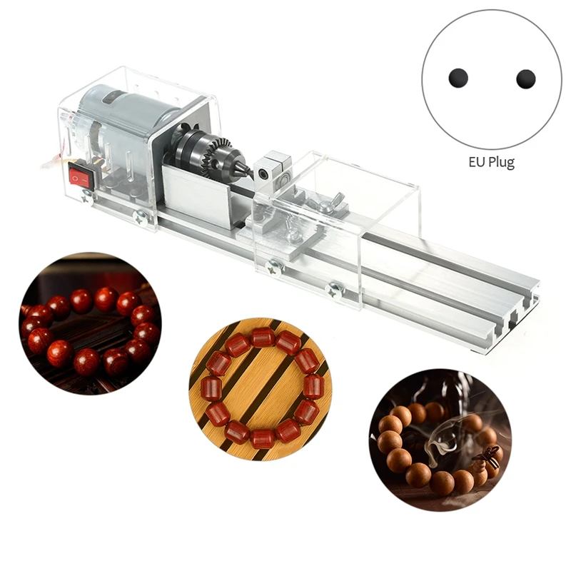 木工旋盤,フライス盤,グラインダー,ロータリーツールのセット,EUプラグ付きミニ旋盤