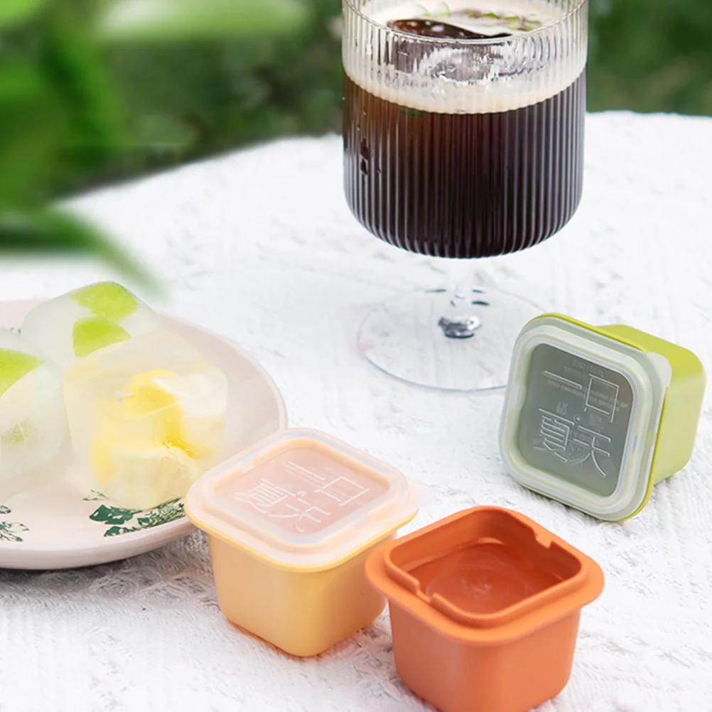 

6 Pcs Ice Cube Mold PP Resin Nonstick Colorful Summer Supply Single Easy Out Clean Stackable Dustproof Lid Practical Use Save