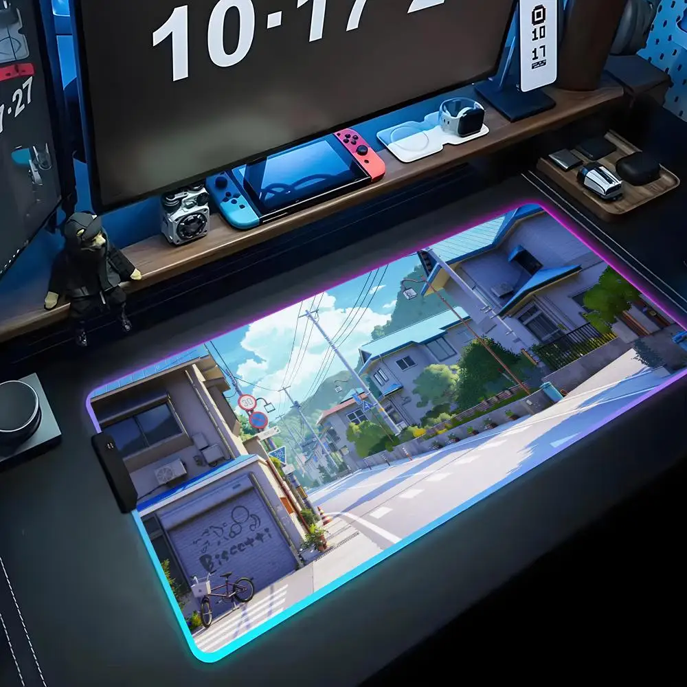 

Игровой коврик для мыши RGB в стиле аниме, большой светящийся коврик для ПК, настольный коврик для мыши с подсветкой, большой коврик для клавиатуры, настольный коврик с подсветкой