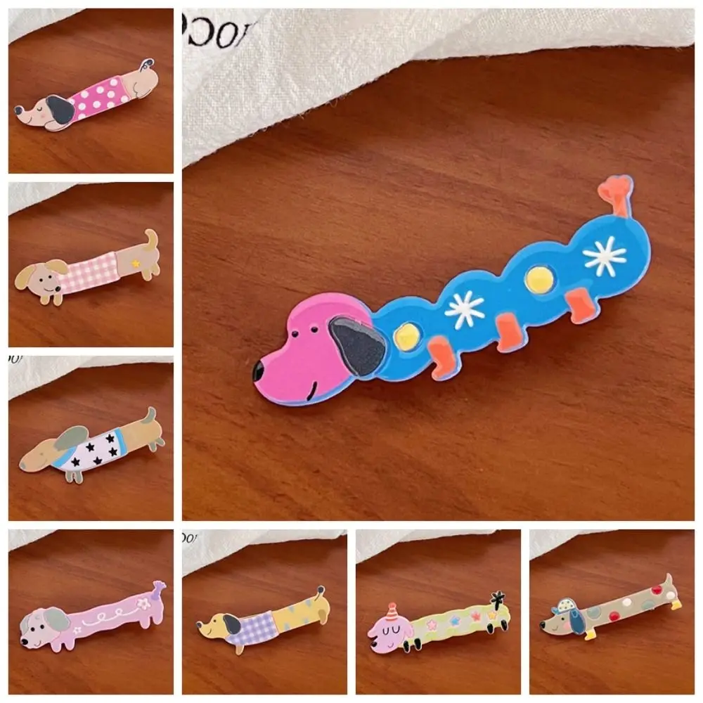 Plastic Dog Duckbill Clip Elegant Flower Plaid Cartoon Hair Clip Dots Star Animal Hairpin Daily