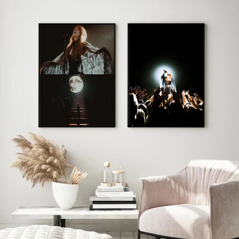 British Female Singer Florence Welch Concert Photo Poster Canvas Prints Florence Welch Music Fans Home Room Wall Art Decoration