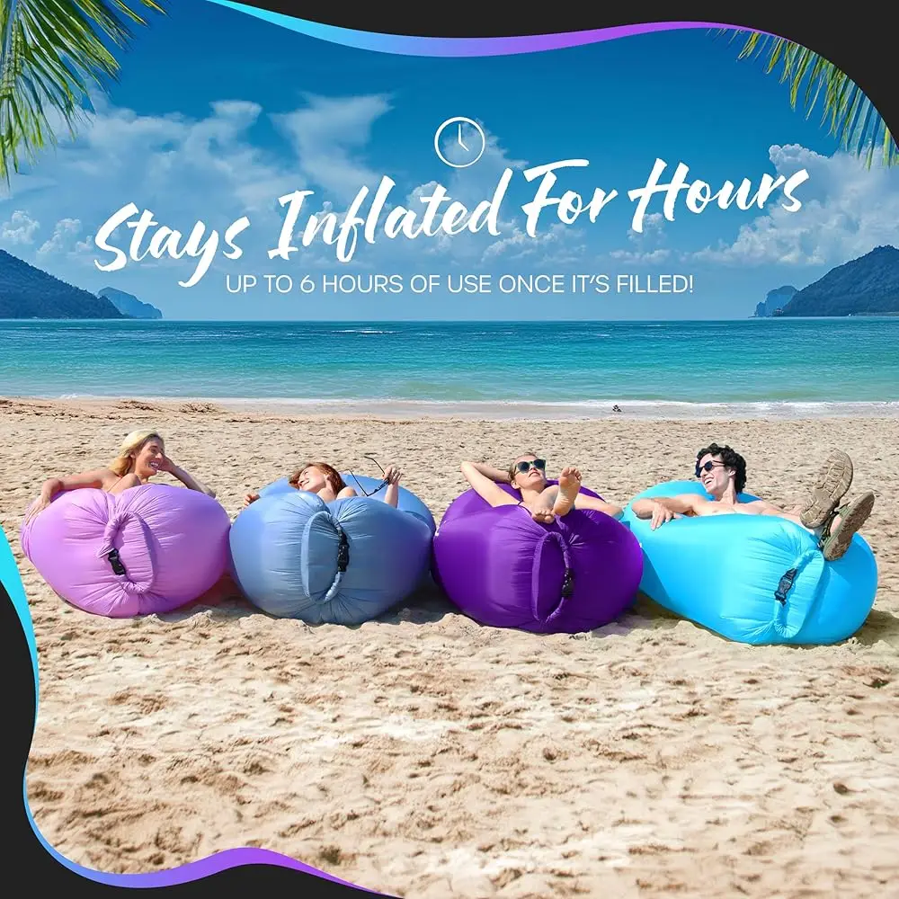 Inflatable Lounger | 210T Polyester Inflatable Chair | No-Pump Blow Up Couch | Camping Couch Air Sofa Bed W/ 450 Lbs. .,