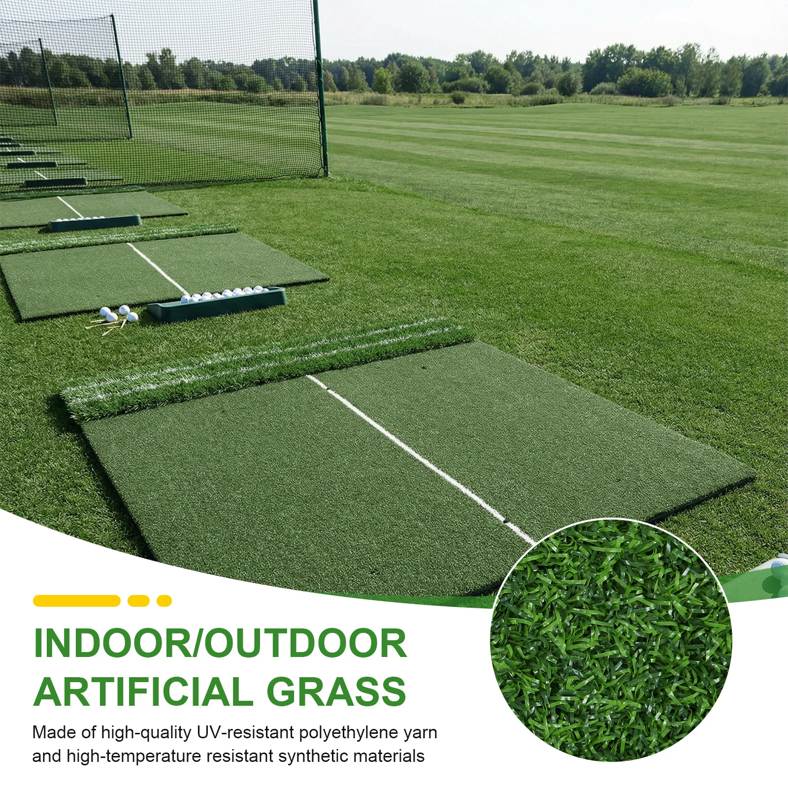 

Golf Putting Training Mat Golf Hitting Practice Mat 11mm Short and 40mm Rough Grass 1.2x1.5m for Beginners and Advanced Players