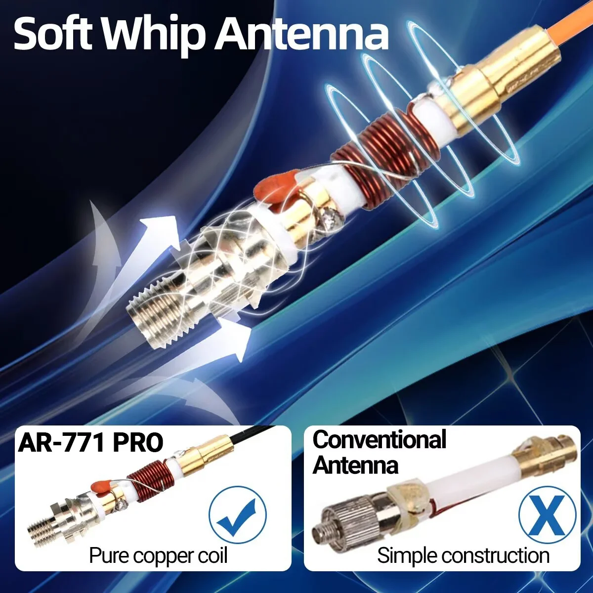 Antena doble banda alta ganancia ABBREE AR-771 PRO SMA hembra - imagen 5
