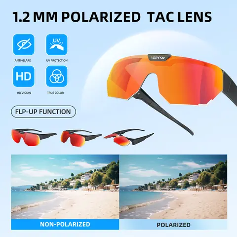 Vozapow Polariserade Cykelglasögon UV400 Skydd Över Solglasögon För Fiske Körning Vandringsglasögon Cykel Cykelglasögon 10 best sales CVS solglasögon över glasögon - №4