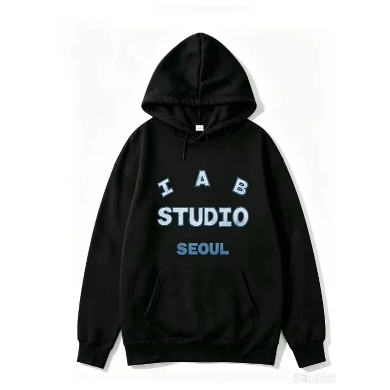 2027 new Hoodie with mottled distorted patterns multi-line text graphics with gradual color changes suitable for both men women
