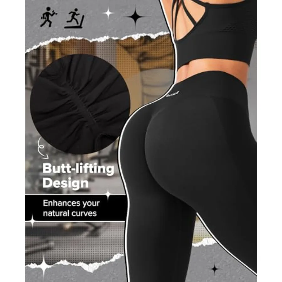 BRXL Butt Lifting Lycra No Front Seam Workout Leggings for Women Tummy Control High Waist Seamless Gym Running Leggings image 2