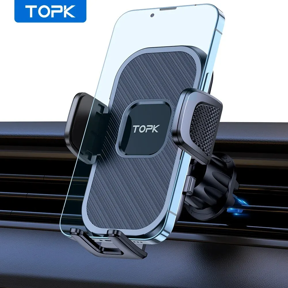TOPK Autotelefonhalter, Handyhalterung für Lüftungsschlitze im Auto, universeller Freisprech-Handyhalter für Automobile, passend für iPhone, Smartphone
