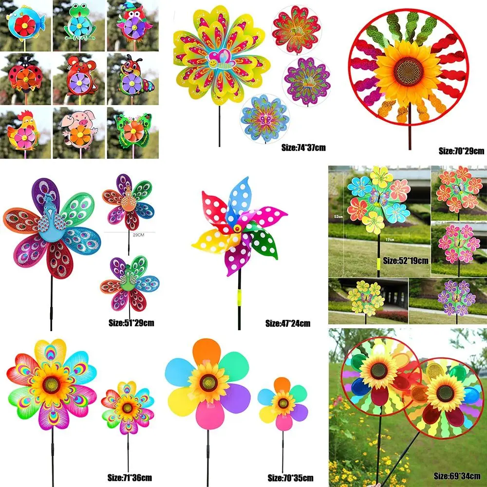 New Kids Toys Cartoon Children Toys Plastic Wind Spinners Colorful Animal Windmills Layout Pinwheels Toys DIY Wind Spinners