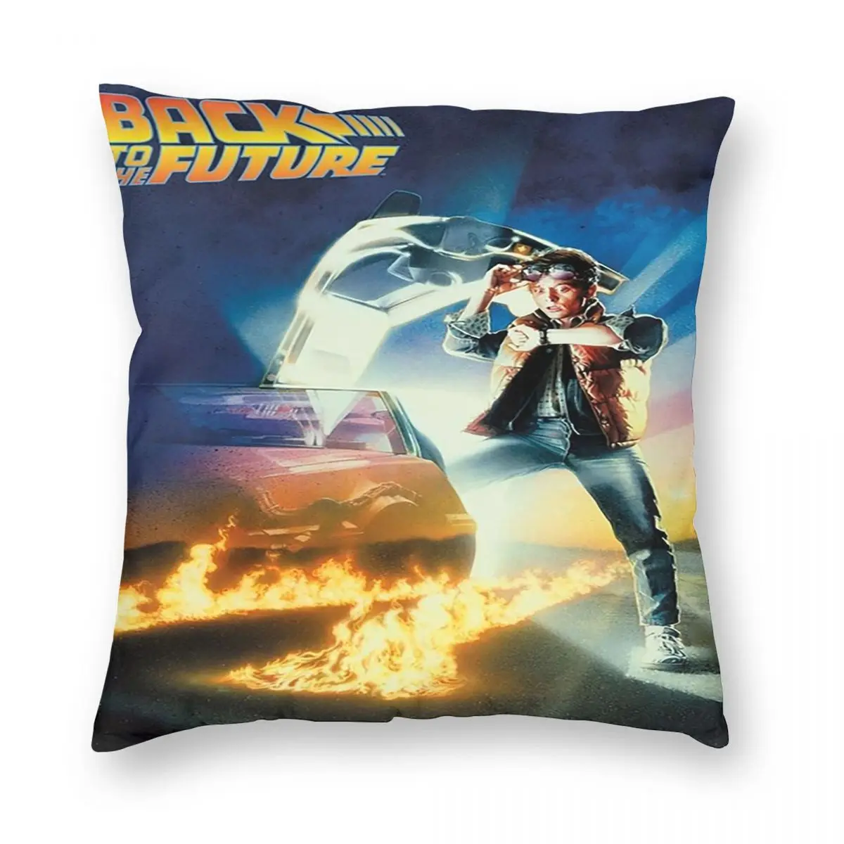 

Retro Movies Back To The Future Poster Square Pillowcase Cushion Cover Pillow Case Throw Pillow Cover for Home Sofa Living Room