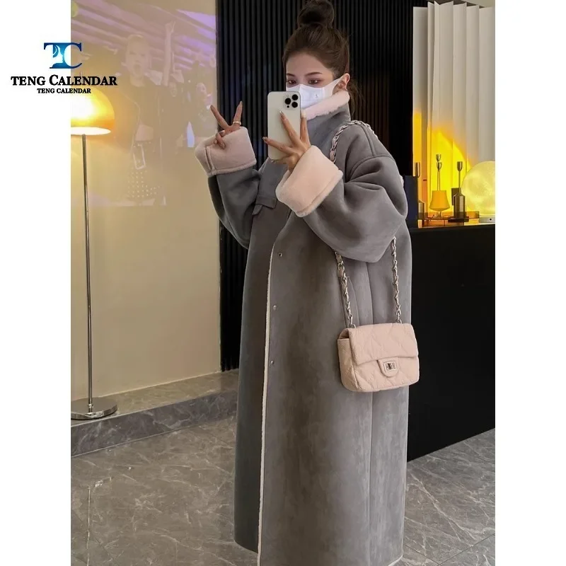 Imitation fur, long and thick environmentally friendly sheepskin suede integrated coat, women\'s autumn and winter new style