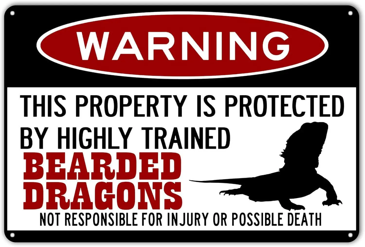 1p,ZYPENG Bearded Dragons Sign,Funny Metal Signs,Bearded Dragon Accessories, Lizard Warning Sign Tin Metal Sign ches