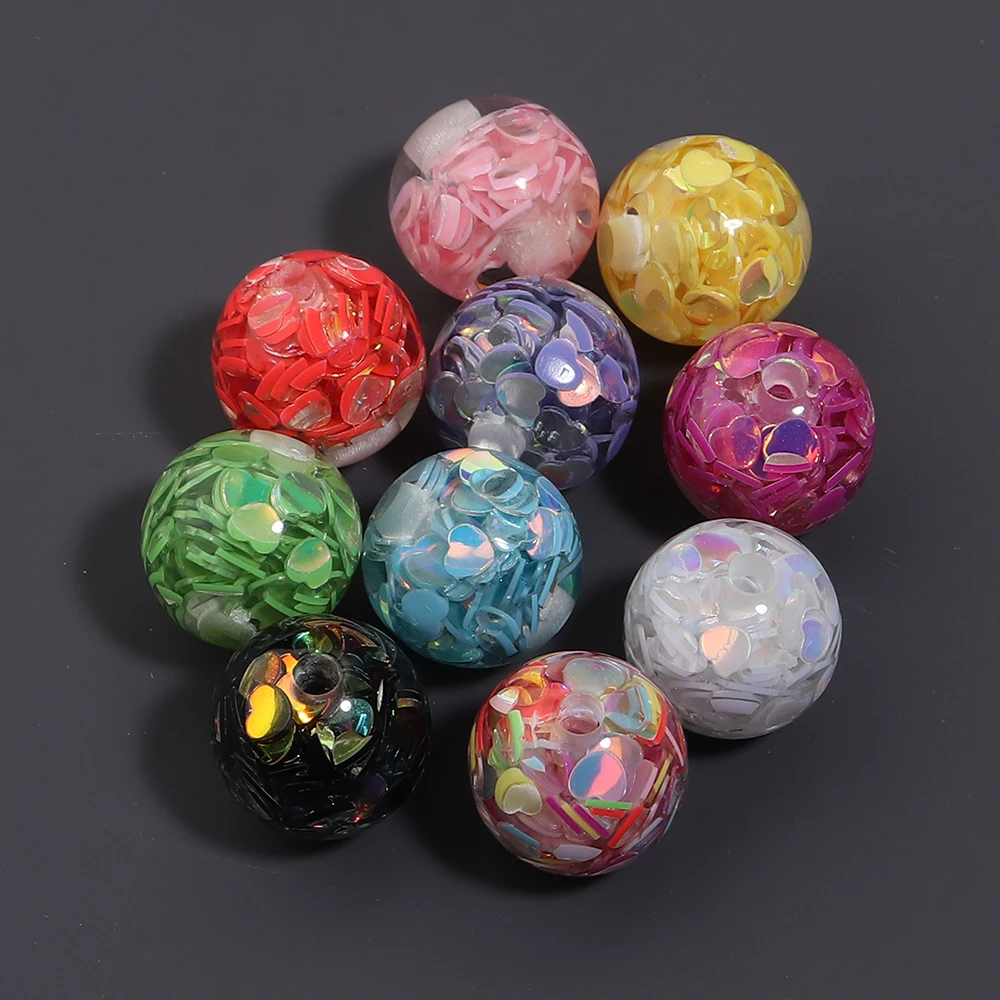 Resin Art Jewellery - 10Pcs 12mm Resin Heart Sequins Round