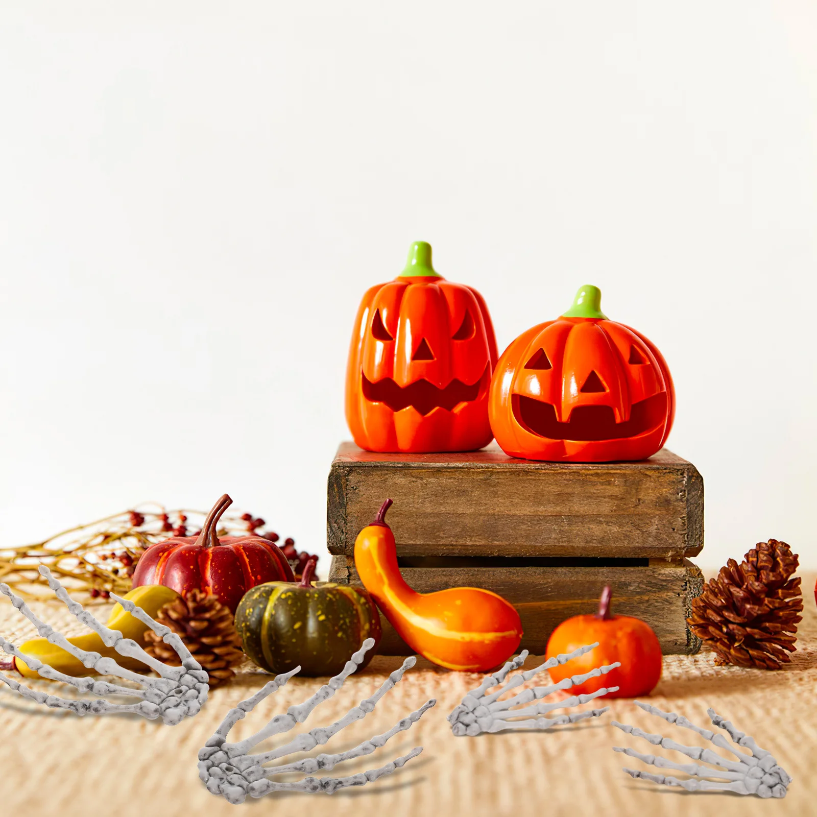 Ornamento de mão de caveira de Halloween, decoração de mão para casa assombrada, adereços de cena de festa, reunião de carnaval de terror