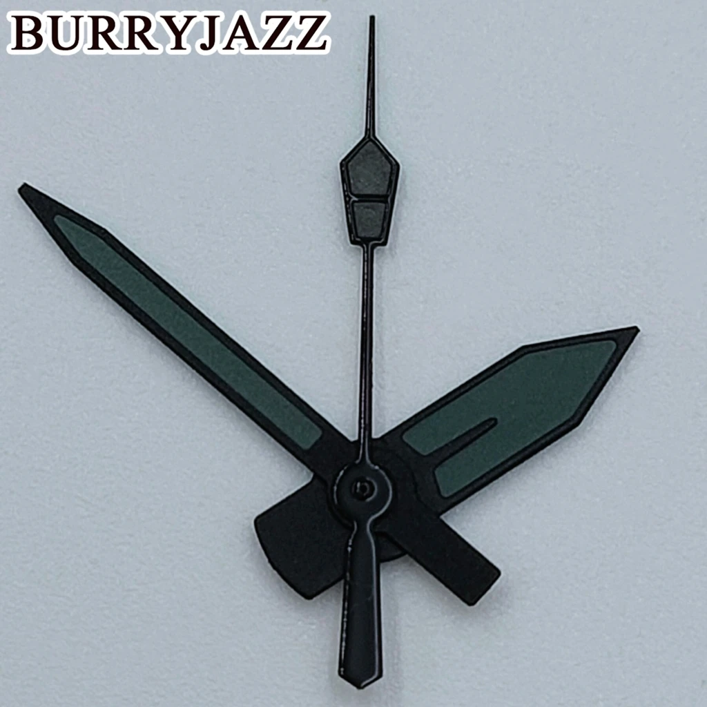 BURRYJAZZ NH35 NH36 NH38 7S26 7S36 4R35 4R36 Wskazówki zegarka Czarne szare wskazówki Zielone świecące akcesoria do zegarków Wskaźnik