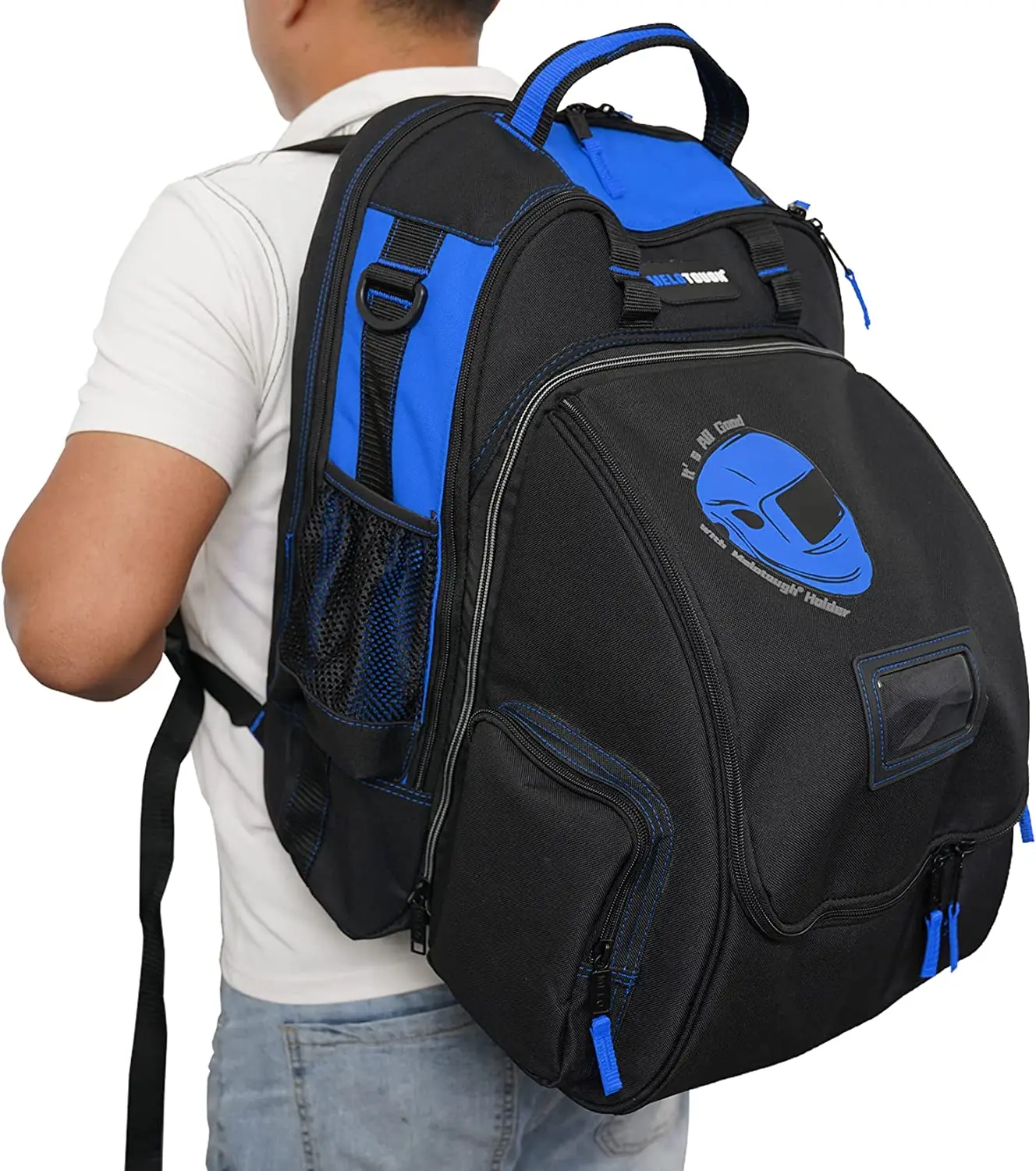 Imagem -03 - Melotough Bolsa Ferramenta Eletricista Soldagem Ferramenta Mochila com Capacete Pegar Heavy Duty Ferramenta Organizador Bolsa para Eletricista Carpinteiro