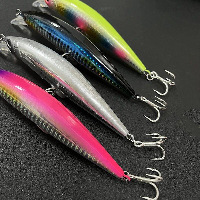 Señuelos de Pesca de pececillo que se hunden, cebo duro Artificial de fundición larga de 120mm y 45g, Wobblers de trucha de agua salada para Lucio