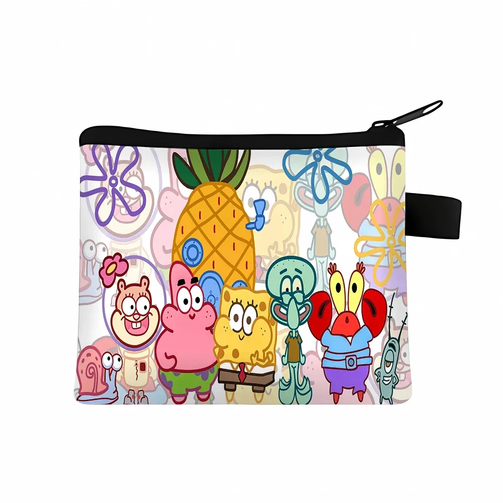 SpongeBob SquarePants Coin Purse Anime Cartoon Print Kawaii Wallet Portable Men Office Storage Mini Bag Birthday Gift Kids Girls