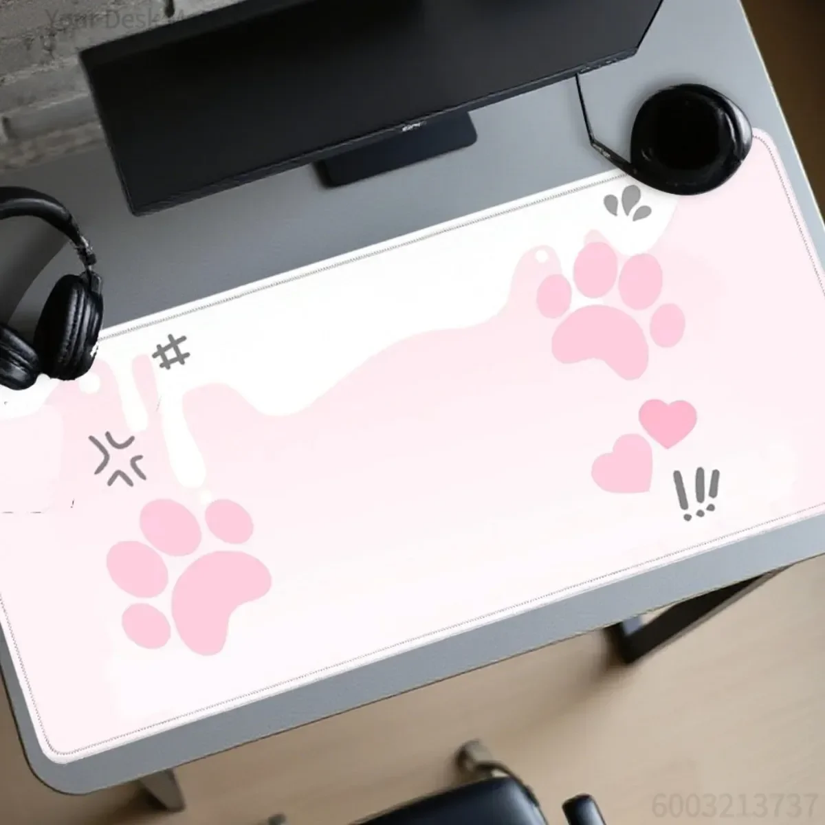 Pink Paw Heart Cartoon Gaming Mouse Pad Non-Slip Rubber Base High-Quality Office Mat Great Gift for Gaming Enthusiasts