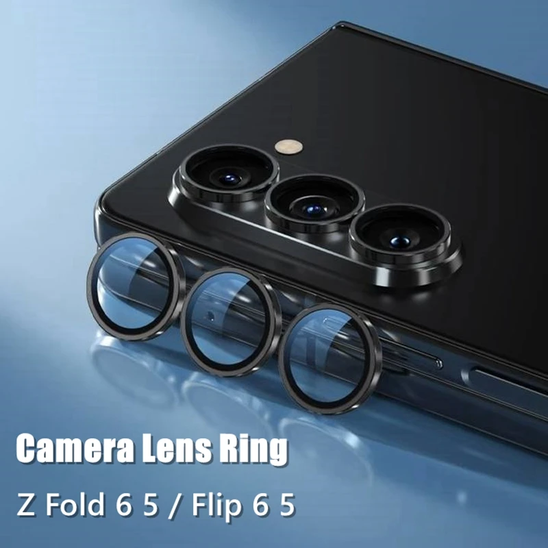 Camera Ring Glass para Samsung Galaxy Z Fold, protetor de tela, capa protetora de metal, flip 6, 5, 4