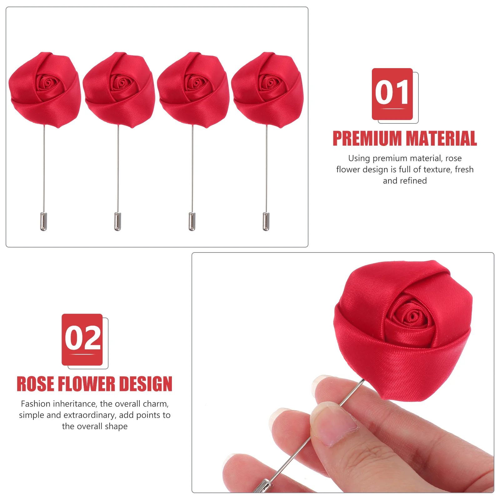 

4pcs Cloth Art Rose Brooches Handmade Fashionable Men Suit Accessories Wedding Party Decorationversatile Wear Fresh Texture