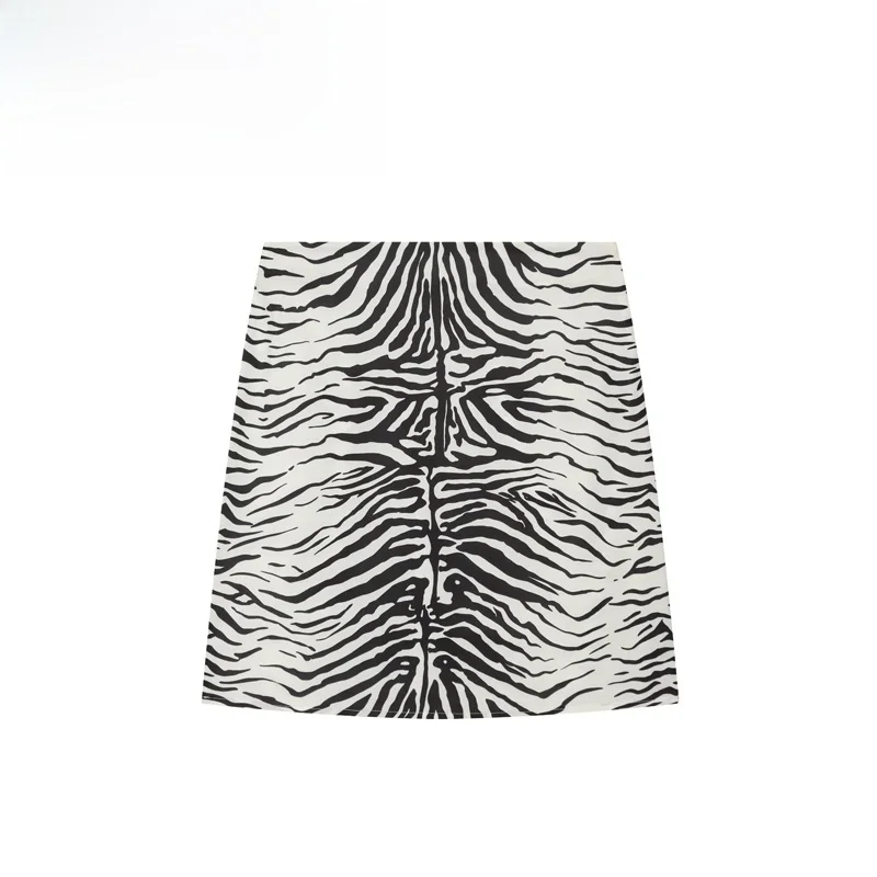 Fashionable Low-Waist Zebra Print American Style Half Skirt for Women A-Line Standard Fit Polyester Fiber Printed Skirt