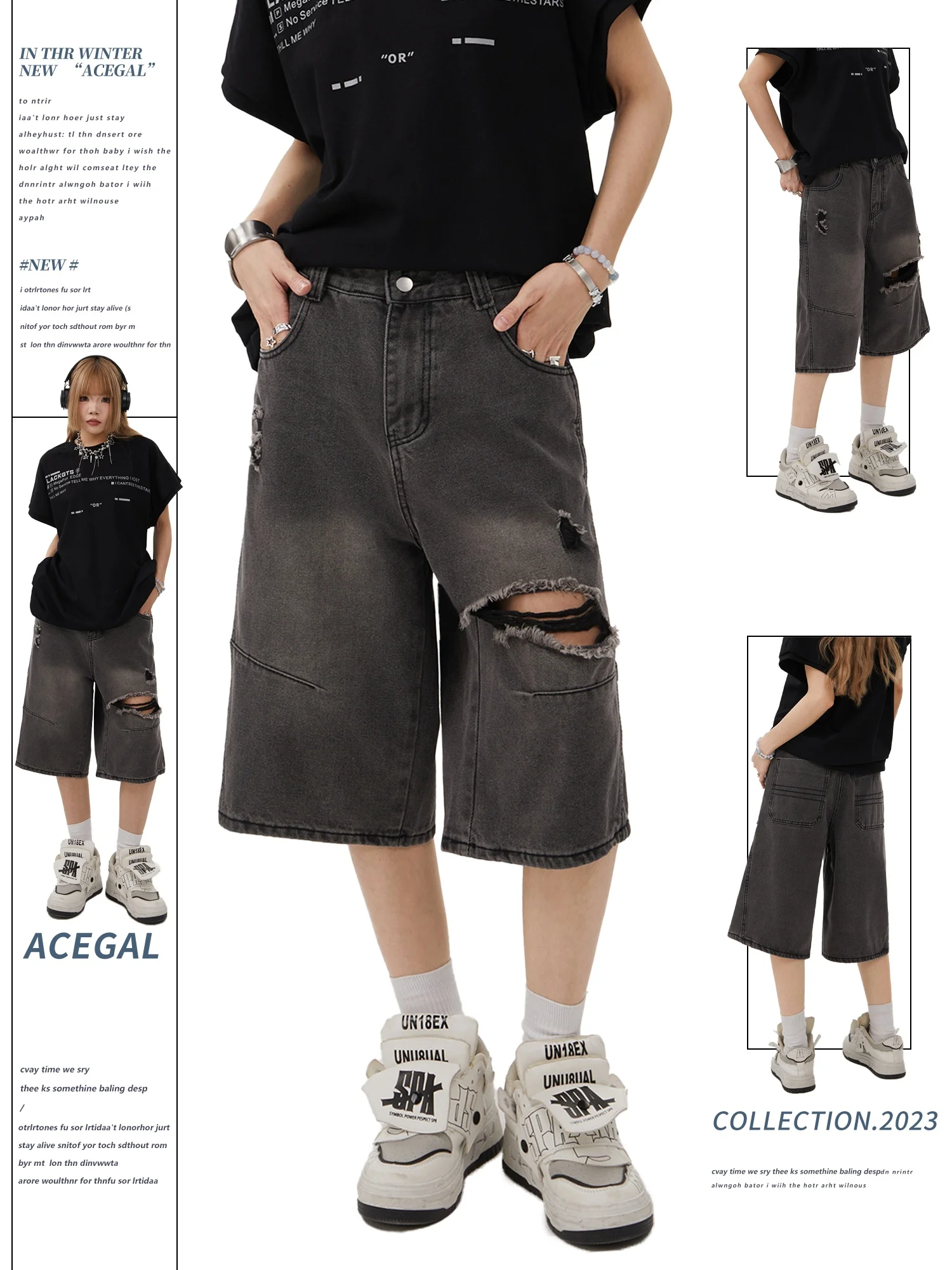 

Американские джинсы Waed 7-Length: свободные, прямые, широкие штанины, повседневные, летние, удобные, с дизайнерским поясом на талии