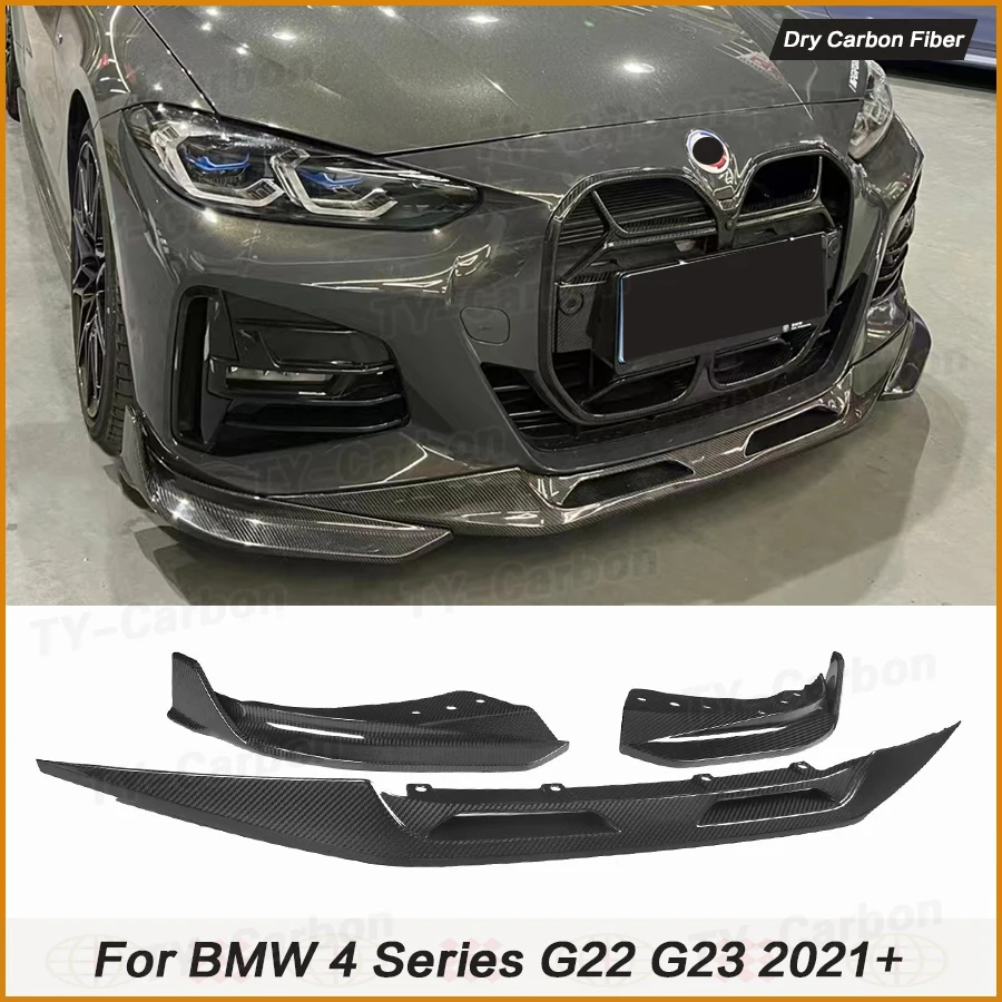 Dry Carbon Fiber Car Front Bumper Splitter Lip For BMW 4 Series G22 G23 M440i M440d 430d 430i 2021 Diffuser Spoiler Bumper FRP