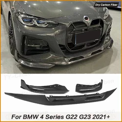 Suchy Splitter przedni zderzak samochodowy z włókna węglowego do BMW serii 4 G22 G23 M440i M440d 430d 430i 2021 dyfuzor zderzak FRP