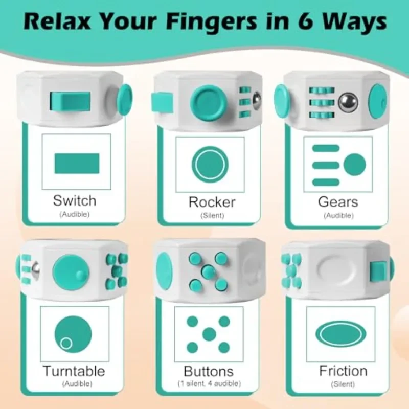6面キューブフィジェットローラー感覚玩具多機能フィンガースピニングリングキューブ玩具ADD ADHDのストレスを軽減し、集中力を向上させます