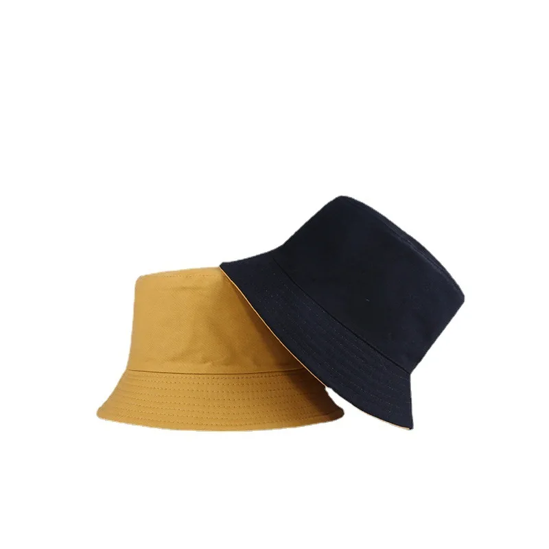 Reversible Cotton Bucket Hat Two Side Wear Unisex Simple Bob Cap Hip Hop Gorros Men Women Panama Cap Beach Fishing Boonie Sunhat