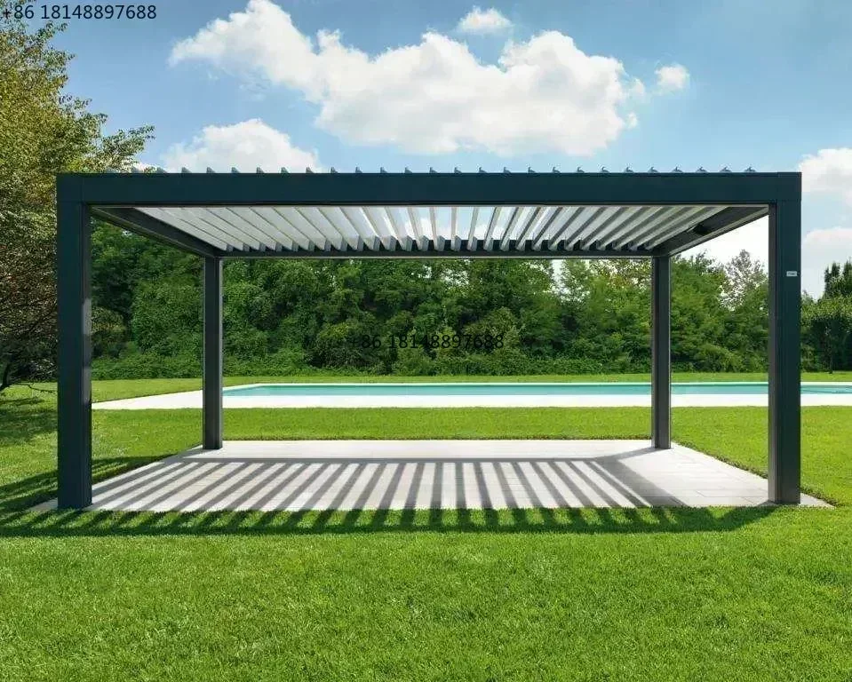 Customizable Waterproof Terrace Louvre Roof Garden Pergola Aluminum with Led Lilght pavilion sunshade gazebo awnings alloy