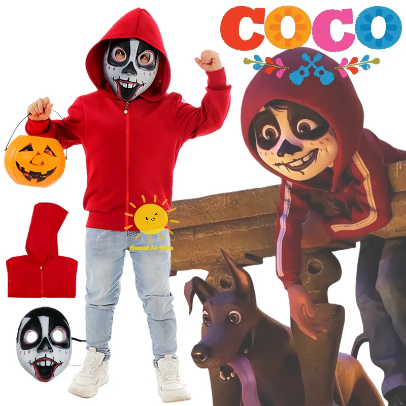 Beast Kingdom Coco Cosplay Miguel Riveras Cosplay disfraz abrigo Sudadera con capucha máscara Miguel trajes Halloween carnaval Cos Unisex