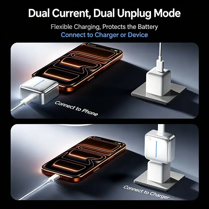 AI Smart Full Charge Disconnecter Type C Overcharge Protector Auto Disconnect Battery Saver Dual Mode Universal Device Adapter