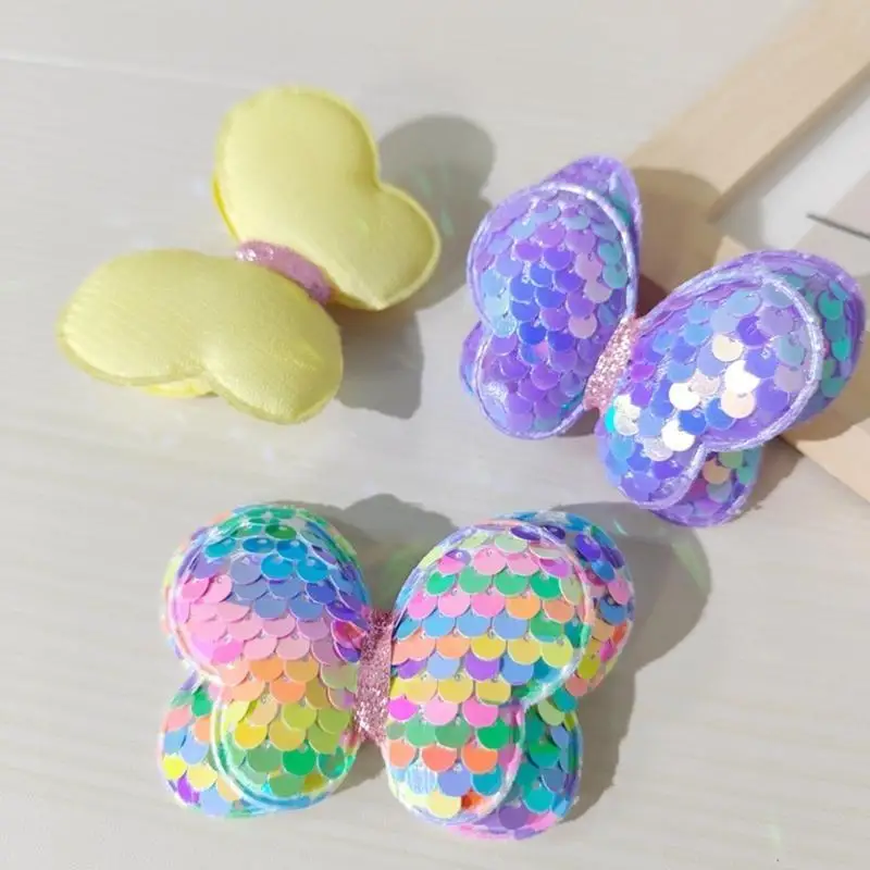 

652F блестки в форме бабочки, мягкие милые аппликации для волос для DIY брелок для ключей, шляпа, швейные принадлежности, для