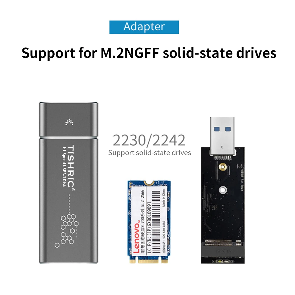 TISHIRC M.2 To USB 3.0 SSD Case M2 NGFF Series Hard Disk Box B KEY (B+M) key M2 SATA SSD External Mobile Box For 2230 2242