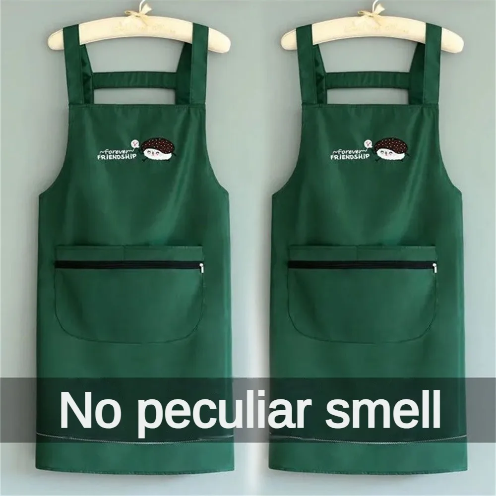 New Thickened Waterproof Apron Double Back Shoulder Fashion Home Kitchen Cooking Printed Gift Men And Women Work Clothes Waist