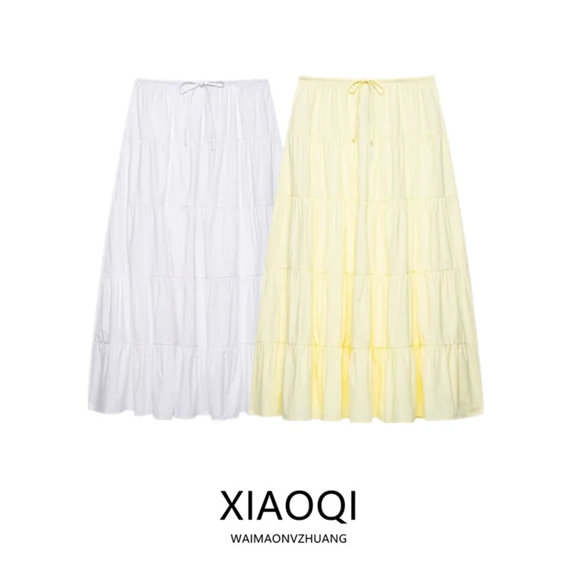 

Новинка лета 20%, женская хлопковая многослойная юбка-миди, длинные юбки f-длины, универсальный дизайн с талией, 00% другой материал