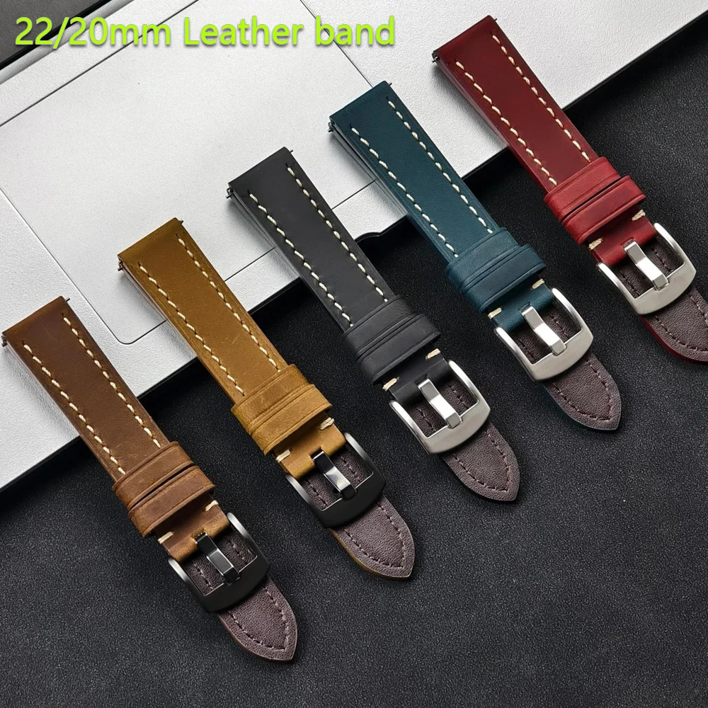 22mm 20mm Leather Band for Samsung Galaxy 6 5 4 44mm 40mm Gear S3 Bracelet Strap Quick Release Correas for Redmi 3Lite Wristband