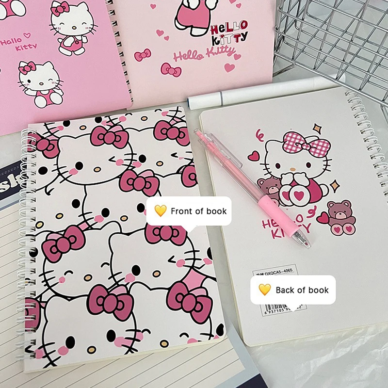 Sanrio Olá Kitty Cartoon bobina Notebook, Notebook Student, Escola bonito escrevendo ferramenta, A5