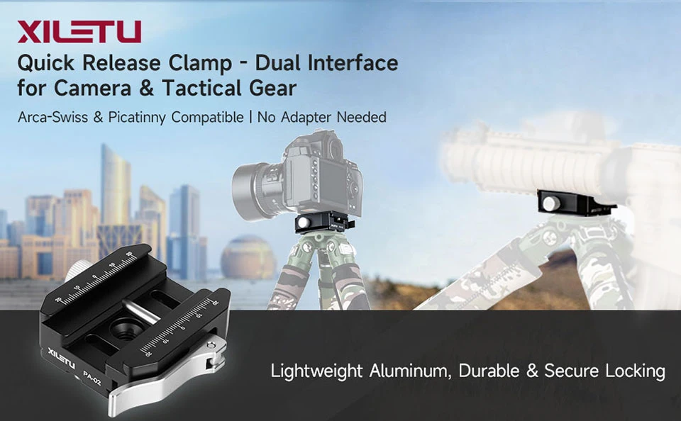 XILETU 140g QR-Klemme, CNC-Aluminium-Schnellspannklemme, Arca-Swiss & Picatinny Adapter für DSLR-Kamera, Stativ, Einbeinstativ, Kugelkopf – Detail 1