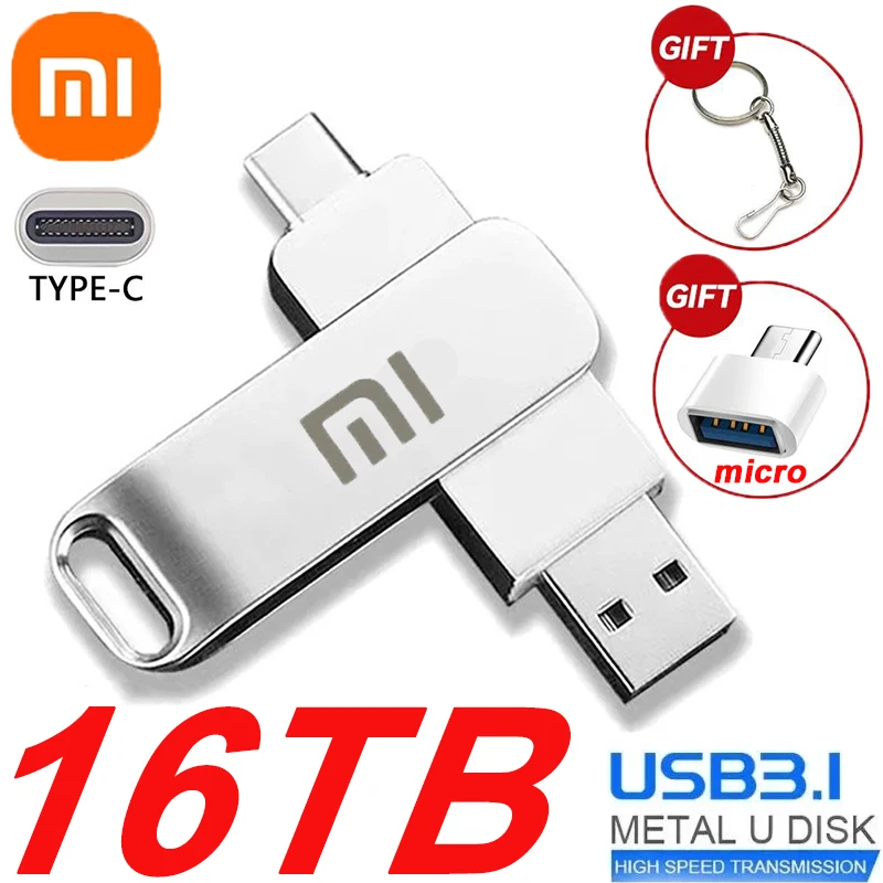 USB-флеш-накопитель Xiaomi, 16 Тб, USB 3,0, 8 ТБ, с интерфейсом Type-C