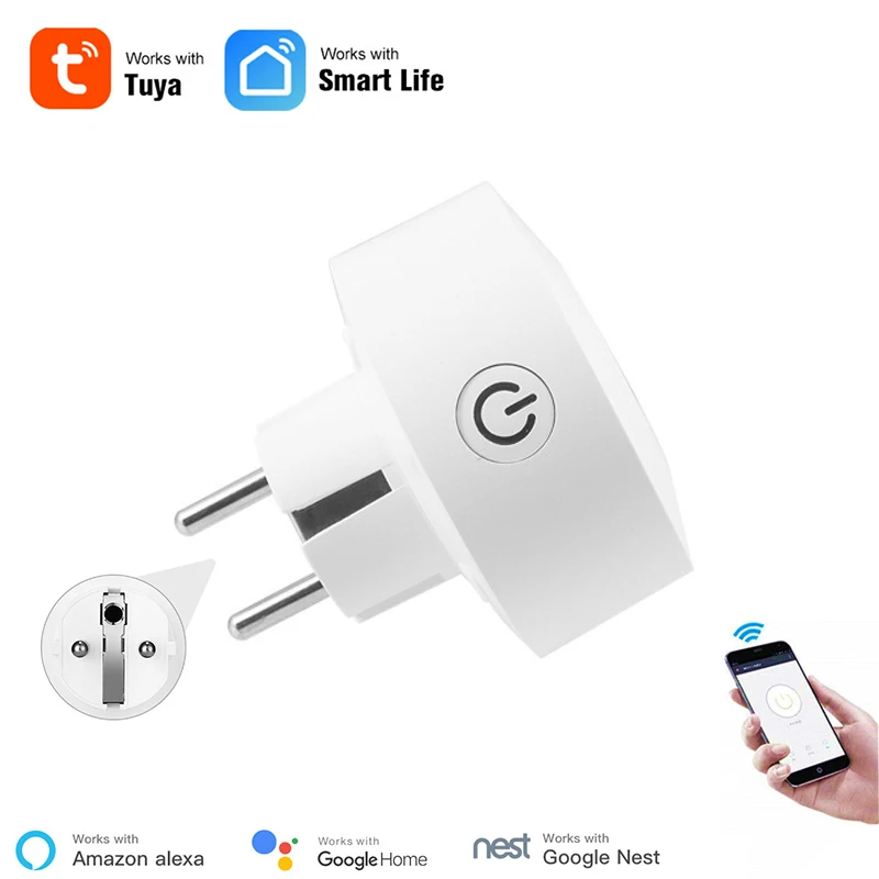 ‌Tuya Smart Plug EU 16A - Alexa & WiFi Compatible, Remote Control via App, Timer & Energy Monitoring