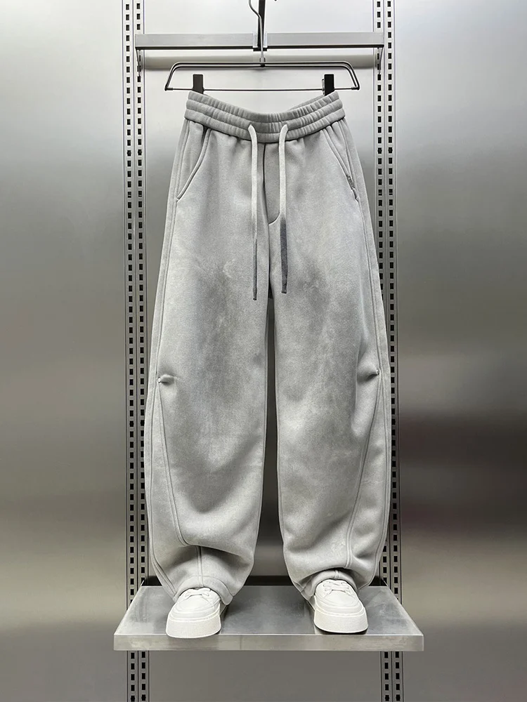 

Fce Lined Loose Fit American Sle Casual Pants for Men with Elastic Waist Sports Sweatpants Autumn Winter New A...