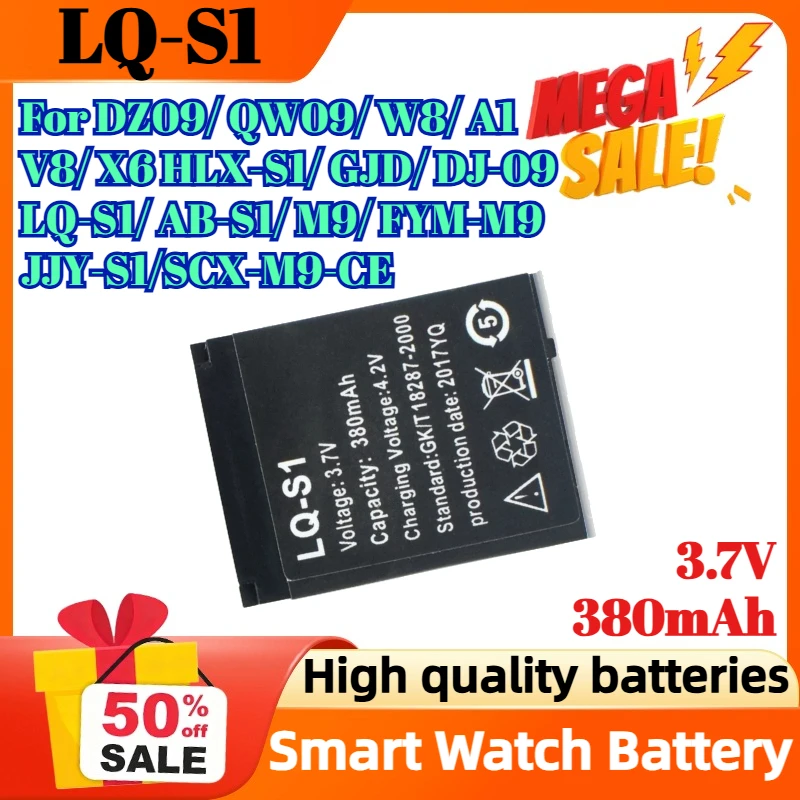 

LQ-S1 3.7V 380mAh For Smart Watch QW09 DZ09 W8 GTF Smart Watch Battery GTF Durable lithium Rechargeable Battery